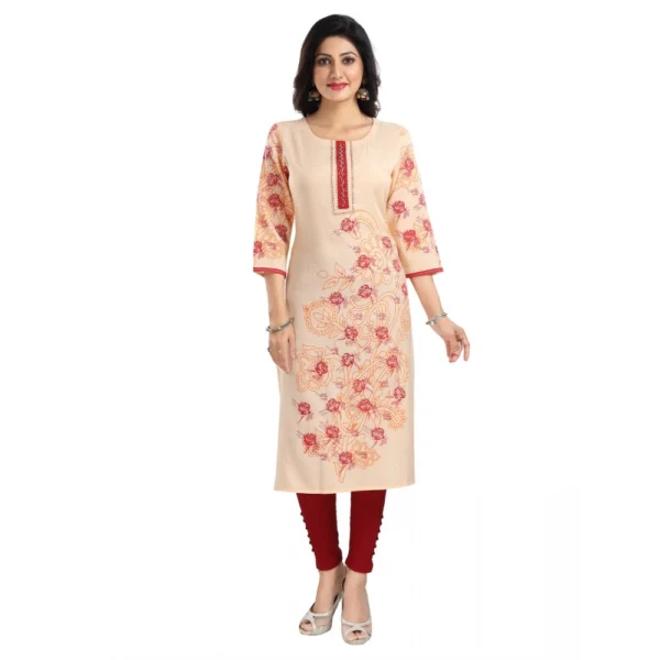Women's 3/4th Sleeve Viscose Blend Tunic Long Kurti (Pink)