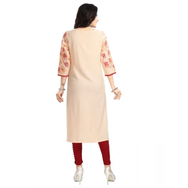 Women's 3/4th Sleeve Viscose Blend Tunic Long Kurti (Pink)
