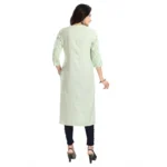 Women's 3/4th Sleeve Viscose Blend Tunic Long Kurti (Green)