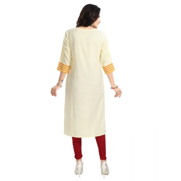 Women's 3/4th Sleeve Viscose Blend Tunic Long Kurti (Yellow)