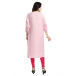 Women's 3/4th Sleeve Viscose Blend Tunic Long Kurti (Pink)