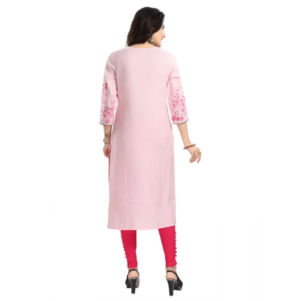 Women's 3/4th Sleeve Viscose Blend Tunic Long Kurti (Pink)