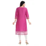 Women's 3/4th Sleeve Silk Blend Tunic Long Kurti (Purple)