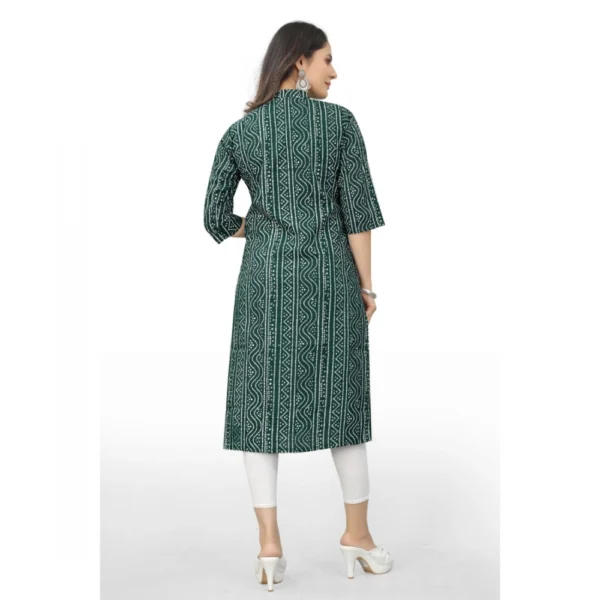 Women's Cotton Embroidery Straight Kurti (Green)