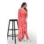 Women's Cotton Printed Straight Kurti Set(Peach)