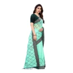 Women's Slub Cotton Mukaish Work Printed Sarees (Rama Blue, 5-6 Mtrs)