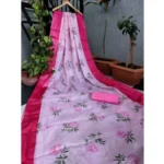 Women's Kota Doria Digital Printed Sarees (Pink, 5-6 Mtrs)