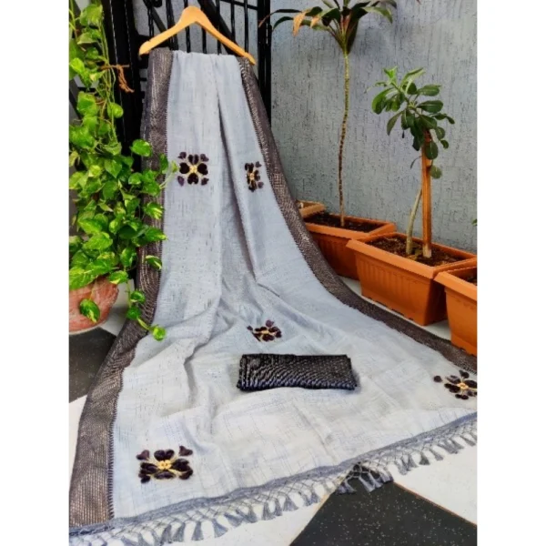 Women's Cotton Woven Printed Sarees (Grey, 5-6 Mtrs)