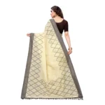 Women's Slub Cotton Mukaish Work Printed Sarees (Yellow, 5-6 Mtrs)