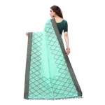 Women's Slub Cotton Mukaish Work Printed Sarees (Rama Blue, 5-6 Mtrs)