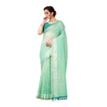 Women's Cotton Woven Printed Sarees (Rama Blue, 5-6 Mtrs)