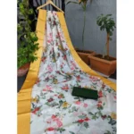 Women's Kota Doria Digital Printed Sarees (Mustard, 5-6 Mtrs)