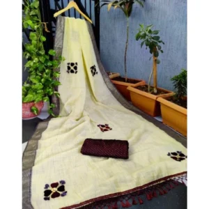 Women's Cotton Woven Printed Sarees (Yellow, 5-6 Mtrs)