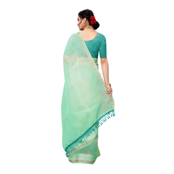 Women's Cotton Woven Printed Sarees (Rama Blue, 5-6 Mtrs)