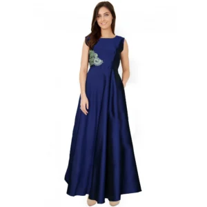 Generic Women's Taffeta Silk Western Wear Flare Long Gown (Sea Green)