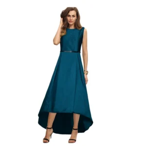 Generic Women's Taffeta Silk Western Wear Flare Long Gown (Sea Green)