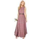 Generic Women's American Crepe Western Wear Flare Long Gown (Red)
