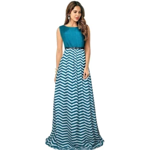 Generic Women's Taffeta Western Wear Flare Long Gown (Sea Green)