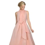 Women's Georgette Western Wear Flare Long Gown (Peach)