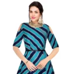 Generic Women's Banglory Satin Silk Western Wear Flare Long Gown (Blue)
