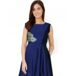 Generic Women's Taffeta Silk Western Wear Flare Long Gown (Sea Green)