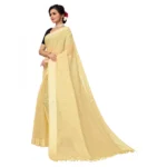 Women's Cotton Blend Slub Pattern Sarees (Yellow, 5-6 Mtrs)