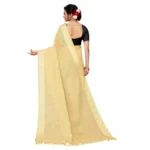 Women's Cotton Blend Slub Pattern Sarees (Yellow, 5-6 Mtrs)