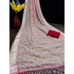 Women's Cotton Slub Rubber Printed Sarees (Pink, 5-6 Mtrs)