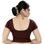 Women's Short Sleeve Cotton Lycra Readymade Blouse (Brown, Free Size)