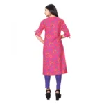 Women's Digital Print Rayon Tie Up 3/4th Sleeve Knee Length Kurti (Pink)
