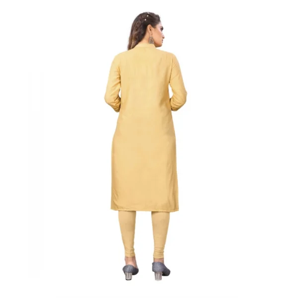 Women's Digital Print Rayon Regular 3/4th Sleeve Knee Length Kurti (Beige)