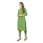 Women's Digital Print Rayon Regular 3/4th Sleeve Knee Length Kurti (Green)