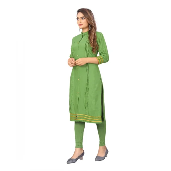 Women's Digital Print Rayon Regular 3/4th Sleeve Knee Length Kurti (Green)