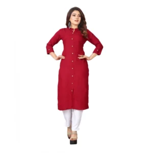 Women's Solid Rayon Roll Up 3/4th Sleeve Knee Length Kurti (Maroon)