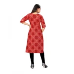Women's Digital Print Bandhani Regular 3/4th Sleeve Knee Length Kurti (Red)