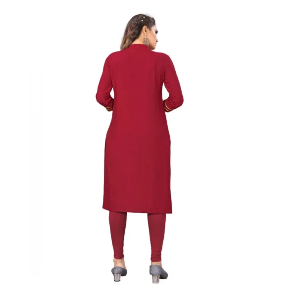 Women's Digital Print Rayon Regular 3/4th Sleeve Knee Length Kurti (Maroon)