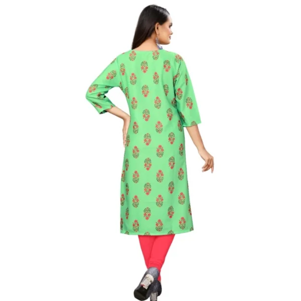 Women's Digital Print Rayon Regular 3/4th Sleeve Knee Length Kurti (Green)