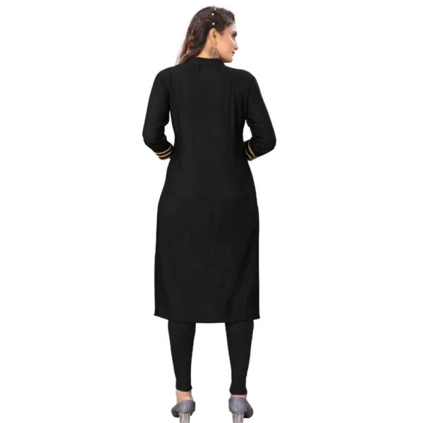 Women's Digital Print Rayon Regular 3/4th Sleeve Knee Length Kurti (Black)