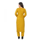 Women's Woven Work Rayon Regular 3/4th Sleeve Knee Length Kurti (Yellow)