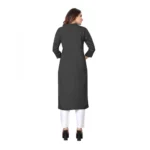 Women's Solid Rayon Roll Up 3/4th Sleeve Knee Length Kurti (Grey)