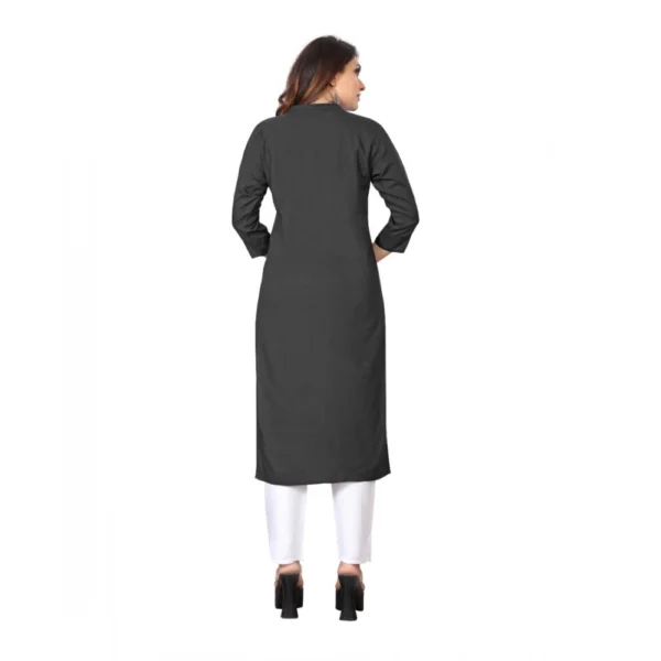 Women's Solid Rayon Roll Up 3/4th Sleeve Knee Length Kurti (Grey)