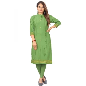 Women's Digital Print Rayon Regular 3/4th Sleeve Knee Length Kurti (Green)