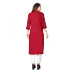 Women's Solid Rayon Roll Up 3/4th Sleeve Knee Length Kurti (Maroon)