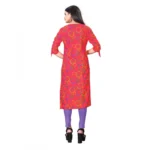 Women's Digital Print Rayon Tie Up 3/4th Sleeve Knee Length Kurti (Red)