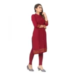 Women's Digital Print Rayon Regular 3/4th Sleeve Knee Length Kurti (Maroon)
