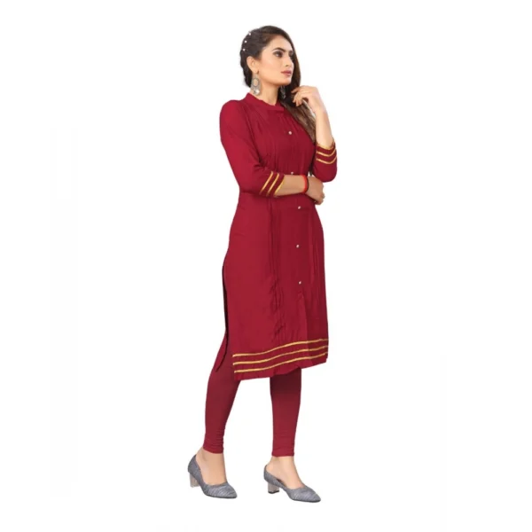 Women's Digital Print Rayon Regular 3/4th Sleeve Knee Length Kurti (Maroon)
