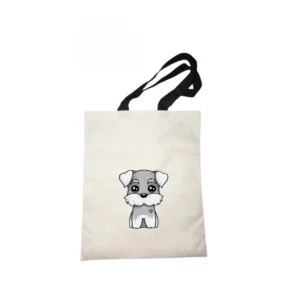 Pack Of 2_ Cute Puppy Printed Canvas Reusable Shopping & Grocery Carry bag (White)