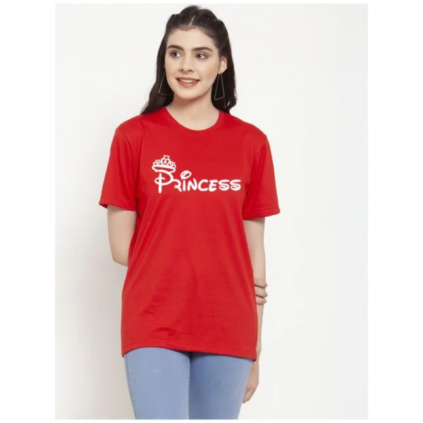 Women's Cotton Blend Princess Printed T-Shirt (Red)