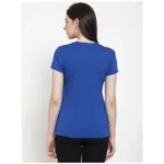 Women's Cotton Blend Good Vibe Only Printed T-Shirt (Blue)