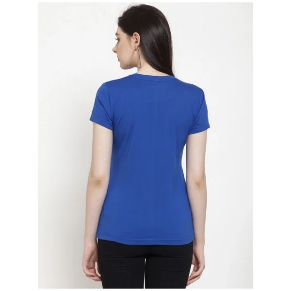 Women's Cotton Blend Good Vibe Only Printed T-Shirt (Blue)
